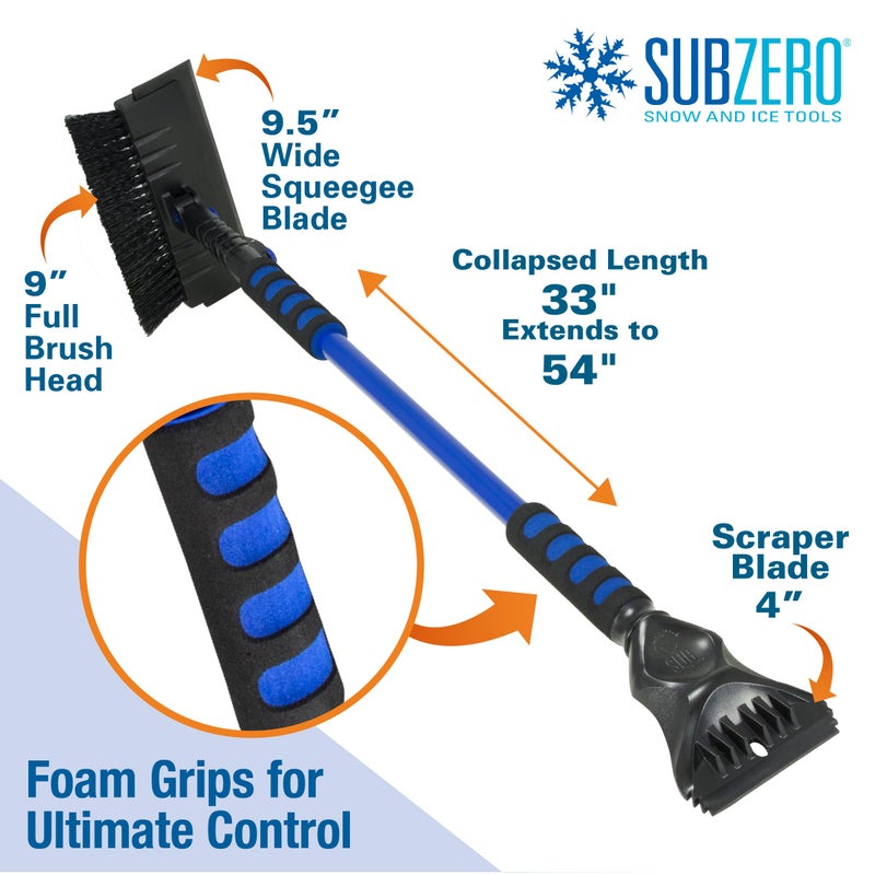 SubZero 14015 54" Avalanche Snowbroom for Truck, Car with Pivoting Brush Head and Squeegee - Image 3